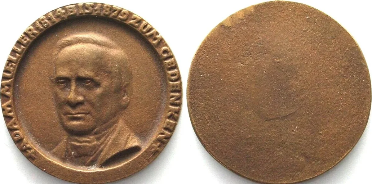 1929 Germany ADAM MUELLER - TRIAL CAST for Bronze medal 1929 55mm RARE! AU