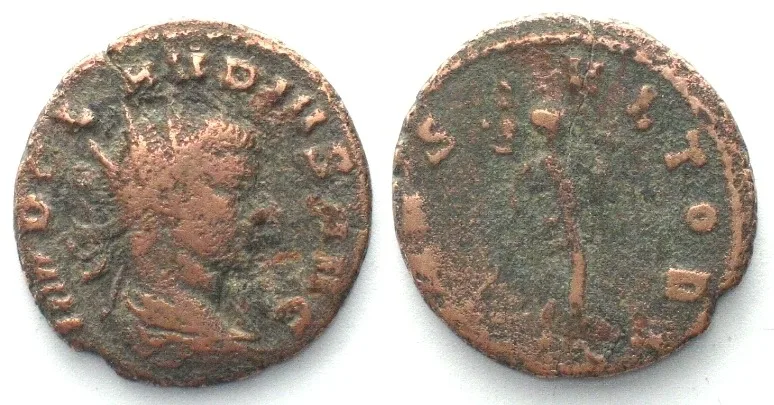 268-270 CLAUDIUS II Gothicus (268-270 AD). AE Antoninianus, MARS VLTOR, Rome mint VF/F