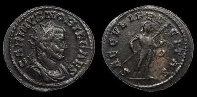 Carinus, as Caesar 282-283 A.D. AE 23mm 3.60gm Antoninianus, Lugdunum Mint, Glossy dark patina. VF