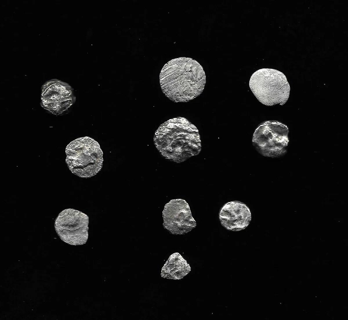 10 Really Small Greek Silver Coins (Hemiobol, Tetartemorion)