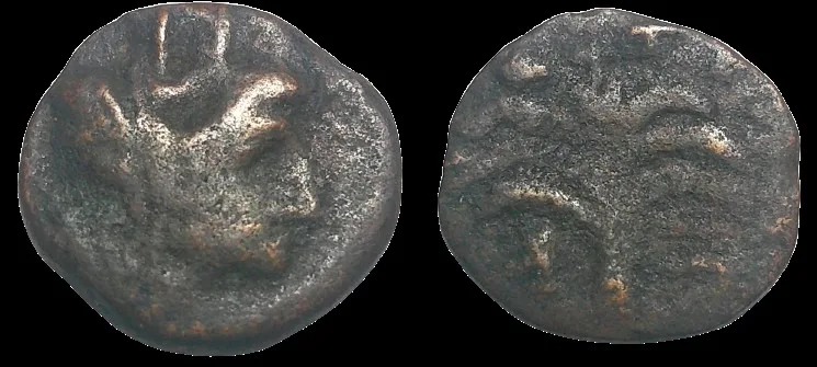 Phoenicia, Tyre 2nd-1st century BC. AE 14mm 1.54gm Turreted Tyche / Palm Tree