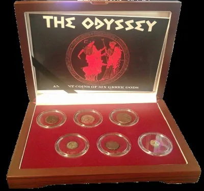 Homer's The Odyssey 6 Greek Coin Wooden Box Set