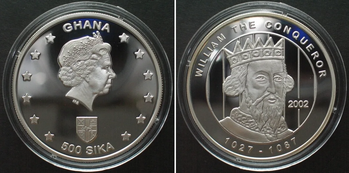 2002 GHANA 500 Sika 2002 WILLIAM THE CONQUEROR silver Proof