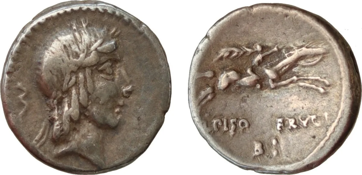 L. Calpurnius Piso Frugi AR Denarius. Rome, 90 BC.