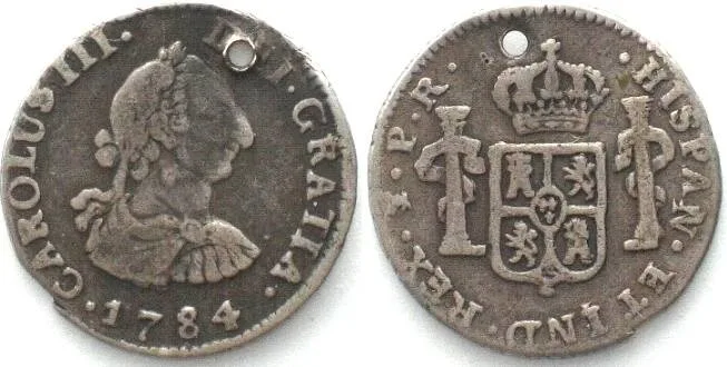 1784 BOLIVIA. 1/2 Real 1784 PR, PTS Potosi mint, CHARLES III silver VF