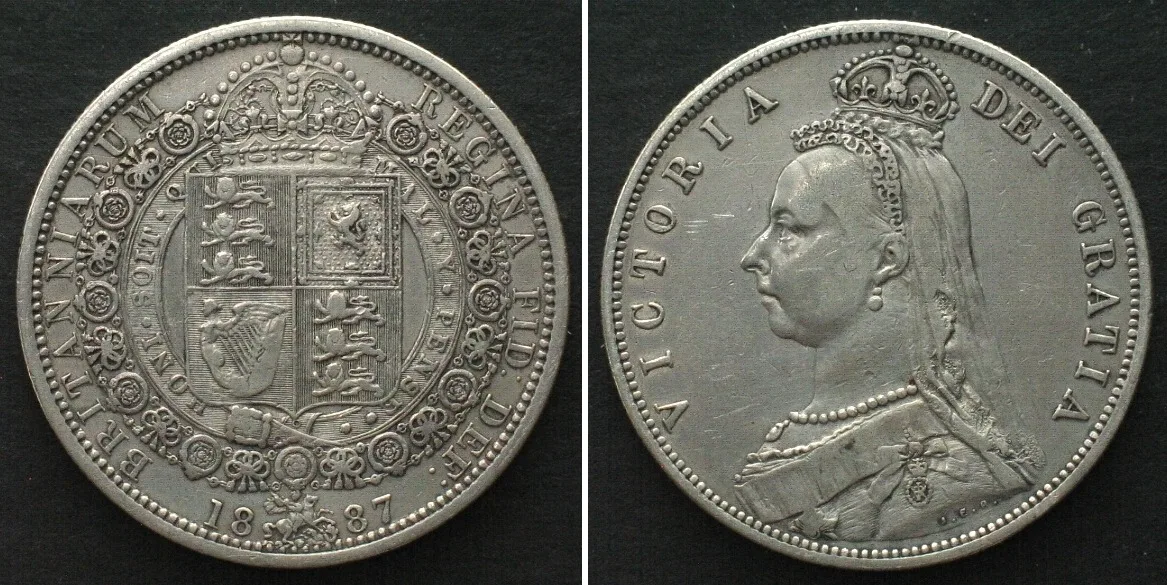 1887 GREAT BRITAIN Half Crown 1887 VICTORIA silver VF-XF VF-EF