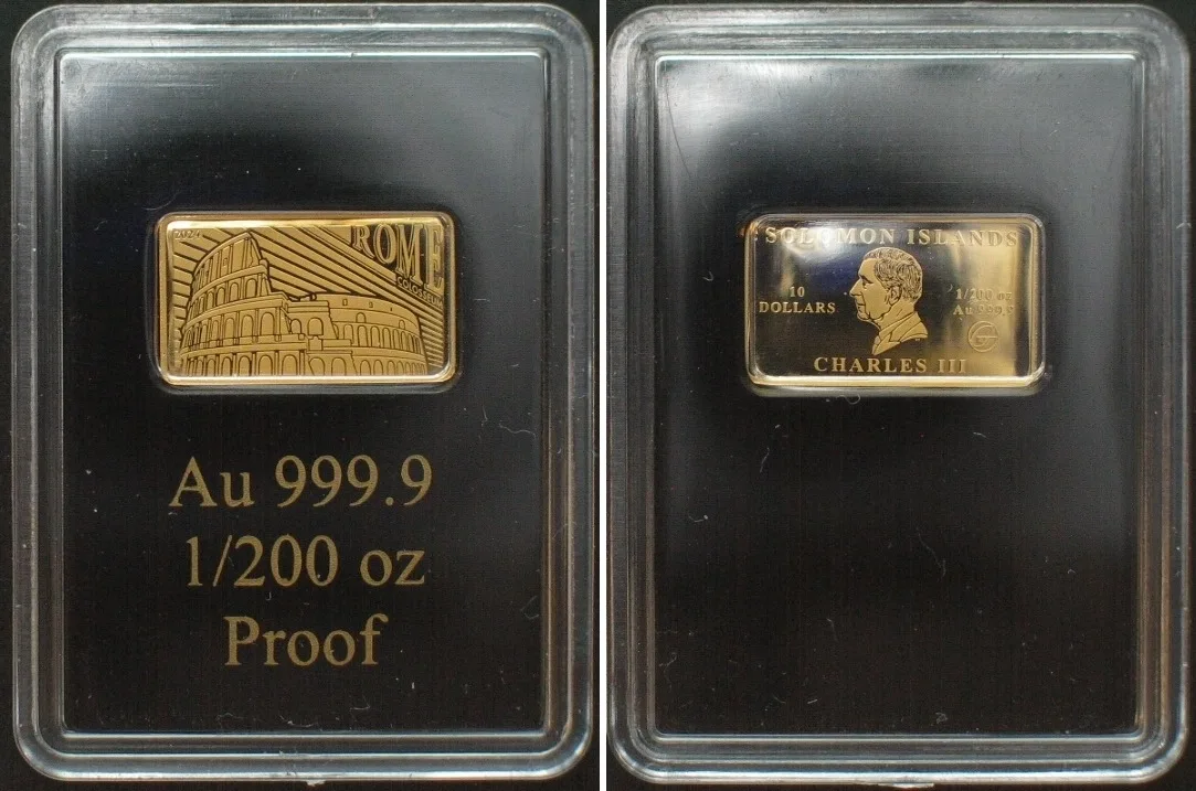 2024 SOLOMON ISLANDS. 10 Dollars 2024 Colosseum ROME gold 1/200 oz Proof