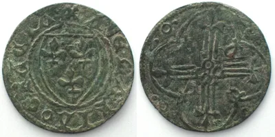 1400 FRANCE Counter ca. 1400 AVE MARIA GRACIA brass 29mm, VF
