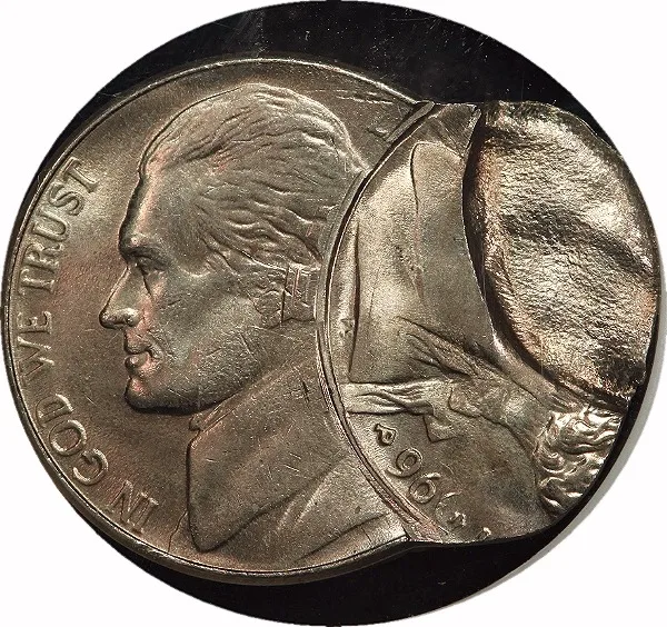 Jefferson Nickel, 1996, Triple Struck 2nd/3rd strikes off center, 5¢, MS64 , NGC