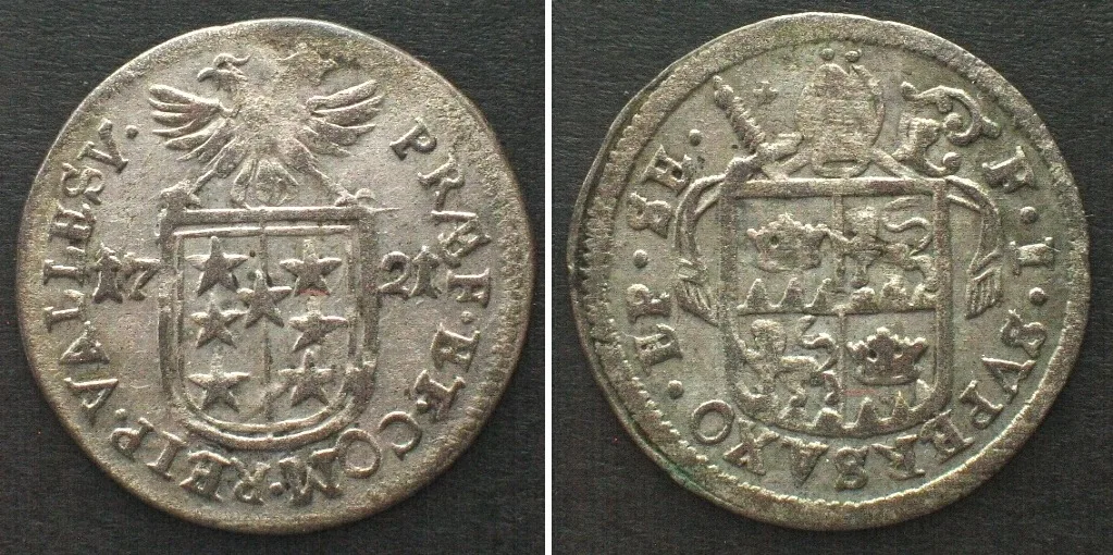 1721 VALAIS Bishopric SITTEN Batzen 1721 FRANZ JOSEPH SUPERSAXO billon AU!