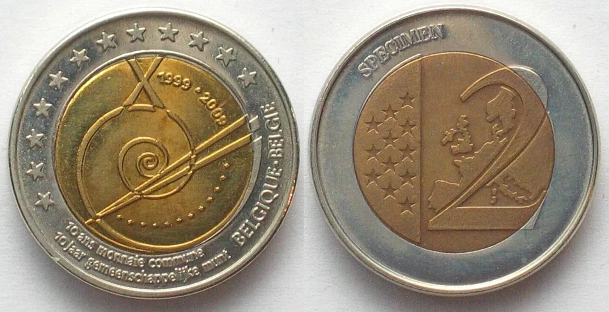 2009 BELGIUM - SPECIMEN 2 Euro 2009 CURRENCY UNION Prooflike