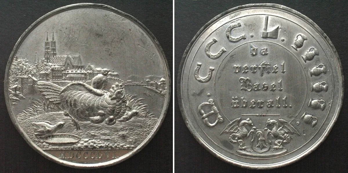 1856 BASEL EARTHQUAKE - 500TH ANNIVERSARY, Medal 1856, tin 45mm UNC-