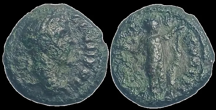 Septimius Severus (AD 193-211) Moesia Inferior. Nicopolis ad Istrum Æ 15.5mm 3gm / Apollo, Dark Green Patina