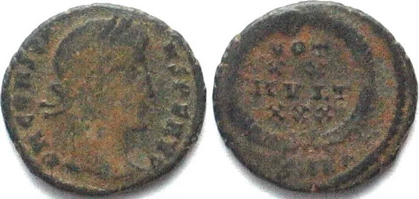 333-350 CONSTANS (333-350 AD). AE 15mm, Alexandria mint, VOT XX MVLT XXX, VF