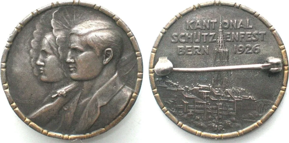 1926 BERN CANTONAL SHOOTING FESTIVAL 1926 silver 30mm AU