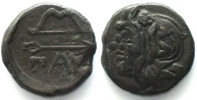 300-250 CIMMERIAN BOSPOROS. Pantikapaion, AE 21mm 300-250 BC, Pan / bow, arrow VF-XF VF-EF