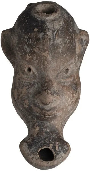 Roman Terracotta Oil Lamp in the Shape of a Negro Head