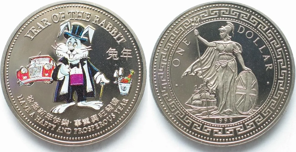 1999 GREAT BRITAIN Trade Dollar 1999 YEAR OF THE RABBIT Proof