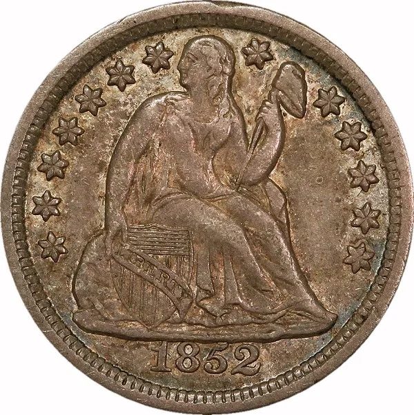 Seated 10¢, 1852, 10¢, EF40