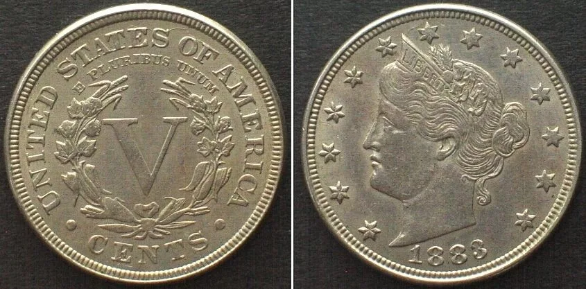 1883 US 1883 CENTS Liberty Head Nickel 5 Cents Cu-Ni AU!
