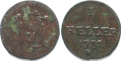 1782 AUGSBURG City 1 Heller 1782 copper XF! EF