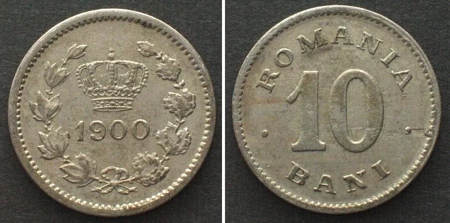 1900 ROMANIA. 10 Bani 1900, CAROL I, Cu-Ni AU!