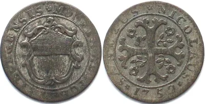 1752 Swiss Cantons FRIBOURG 1/2 Batzen 1752 billon aXF! EF-