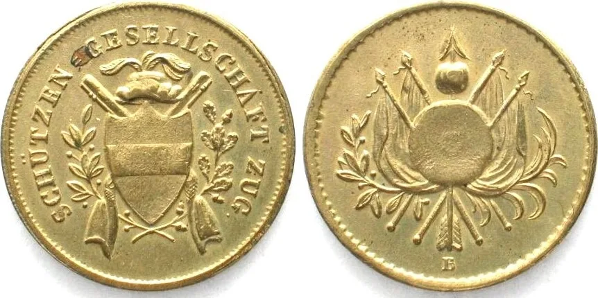 1801-1900 Swiss ZUG Shooting Jeton ND(19th cent.) brass AU!