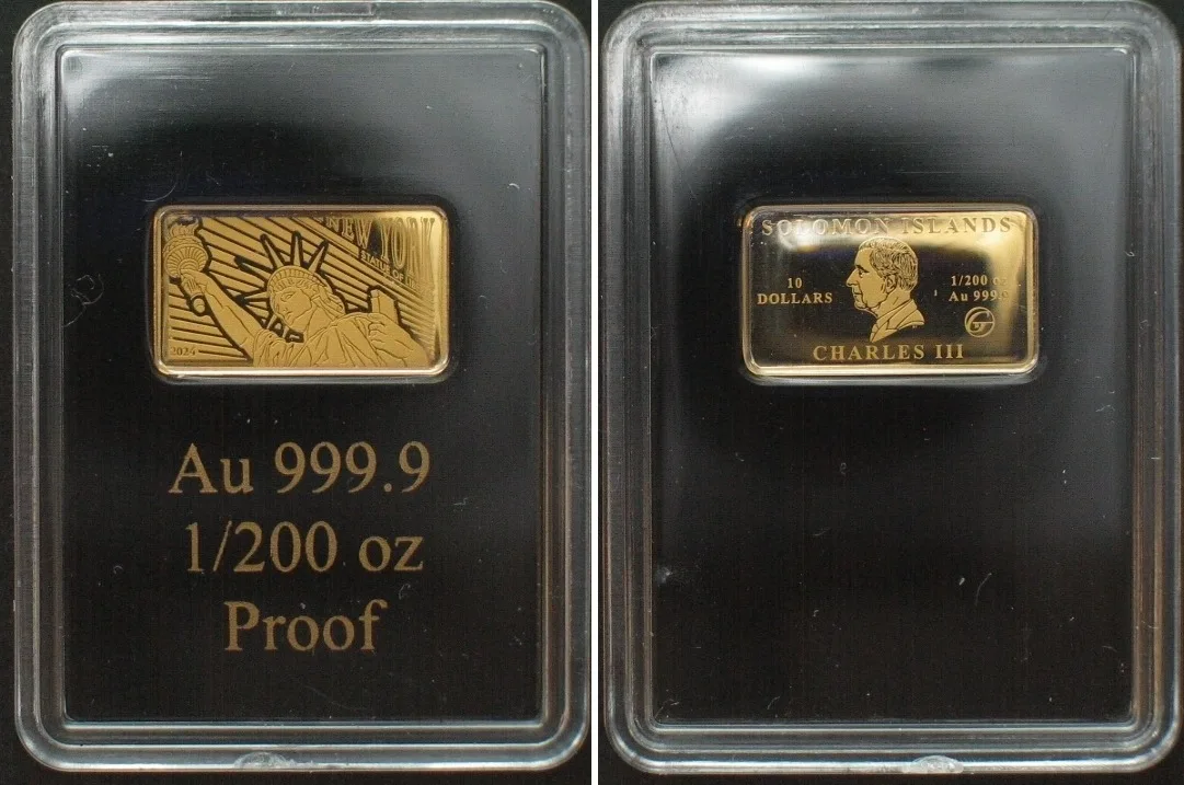 2024 SOLOMON ISLANDS. 10 Dollars 2024 Statue of Liberty NEW YORK gold 1/200 oz Proof