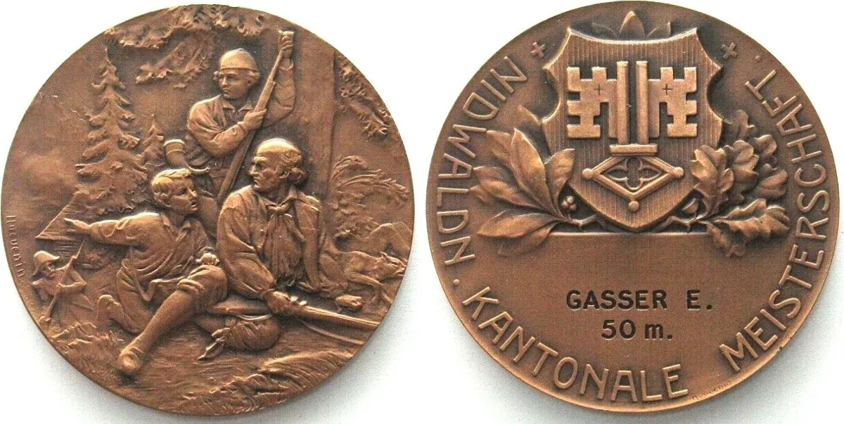 1960 NIDWALDEN - CANTONAL SHOOTING CHAMPIONSHIP Medal ND (about 1960) bronze UNC