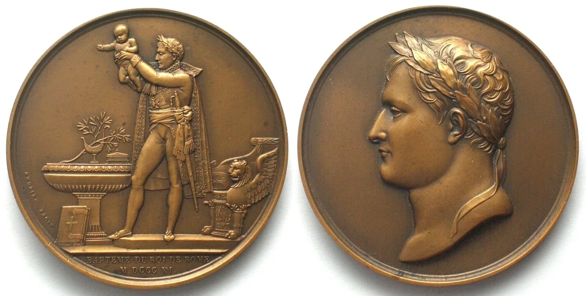 1920 NAPOLEON I. Medal 1811 Baptism of the King of Rome (NAPOLEON II), bronze, 68mm UNC