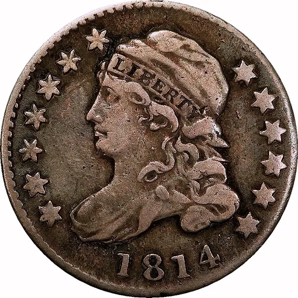 Capped Bust 10¢, 1814, Large Date, 10¢, VF35 , PCGS