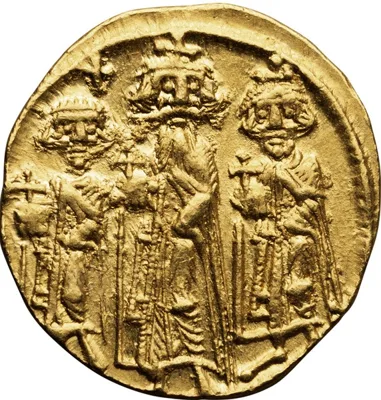 Heraclius, with Heraclius Constantine and Heraclonas. Solidus