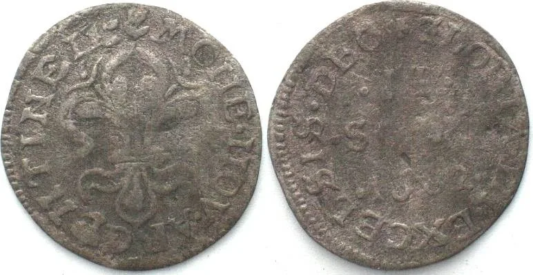 1682 France STRASBOURG City 2 Sols 1682 silver VF/aVF SCARCE! VF/VF-