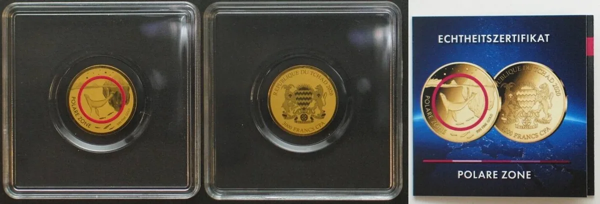 2020 CHAD 3000 Francs 2020 POLAR ZONE Gold 1/500 oz BU