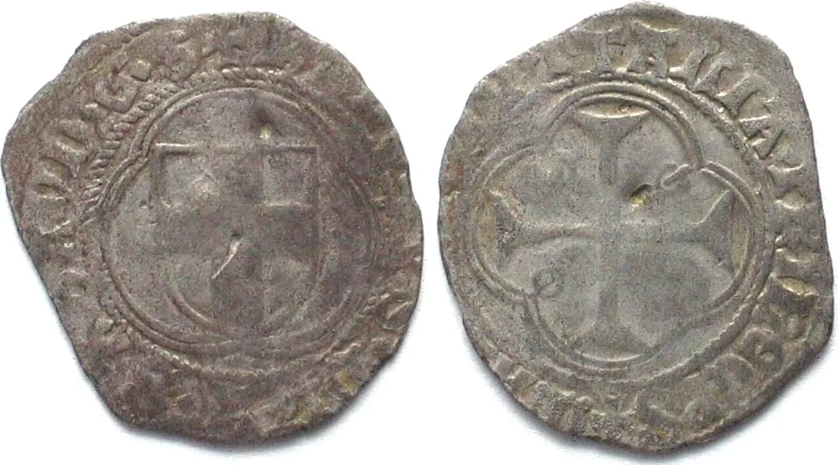 1482-1490 Swiss Cantons GENEVA Parpagliola ND CARLO I of Savoy 1482-90 billon VF RARE! VF