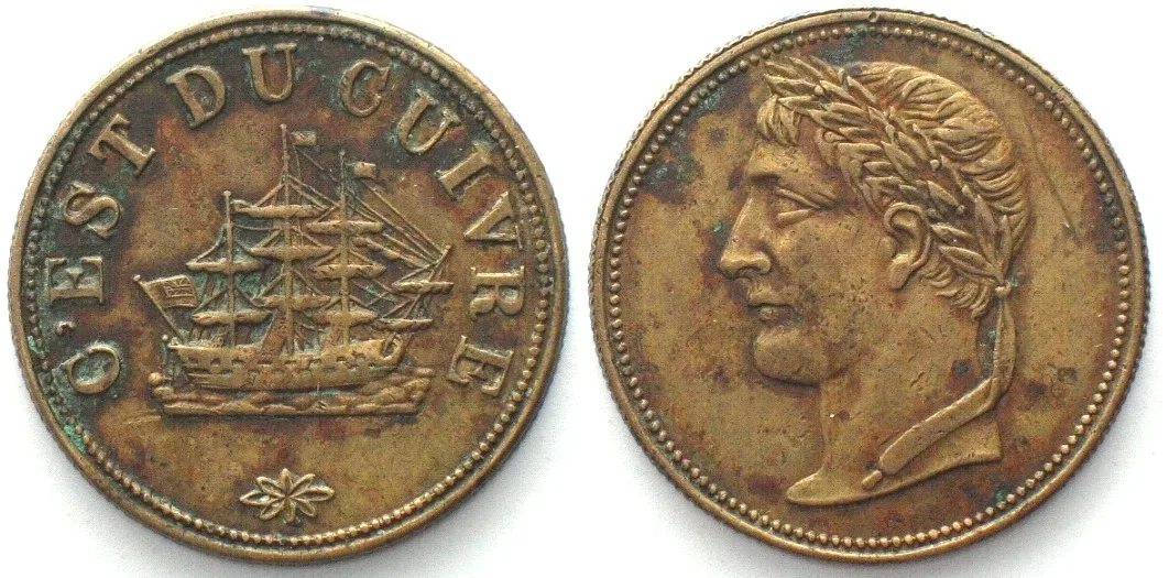 1830 CANADA. Halfpenny Borderline Token c.1830 C'EST DU CUIVRE Napoleon aXF! EF-