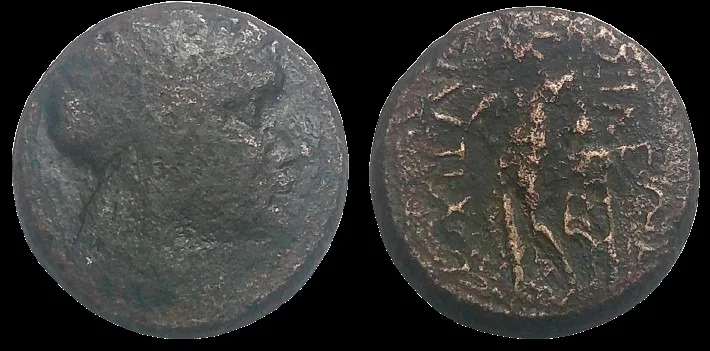 Seleukid. Antiochos III the Great 222-187 BC, AE 13.6mm 3.12gm, Apollo testing arrow