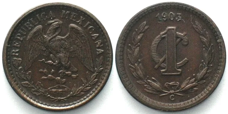 1903 MEXICO. 1 Centavo 1903 C, bronze, AU!