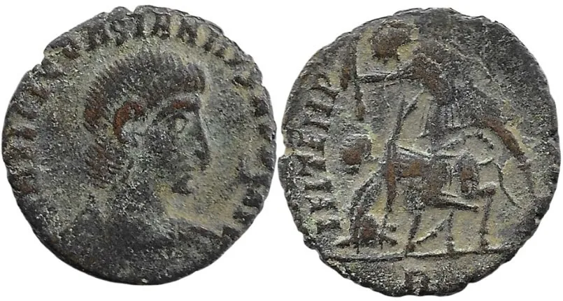 Constantius Gallus 352-354 AD, Fallen Horseman, AE 16mm 1.80gm Nummus, Rome