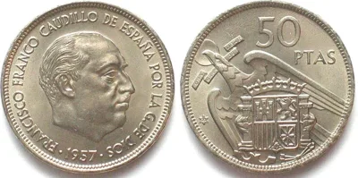 1971 SPAIN 50 Pesetas 1957(71) FRANCO Cu-Ni BU!
