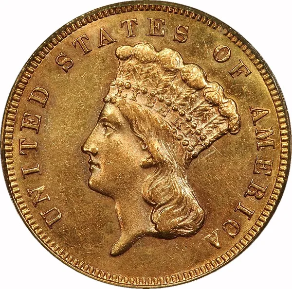$3 Gold, 1885, $3, MS60 , PCGS