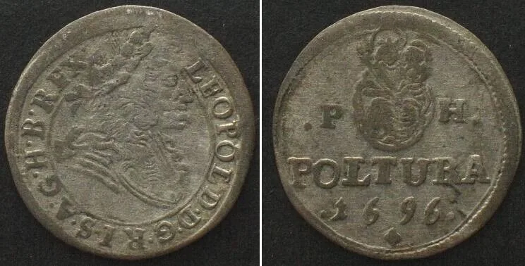 1696 HUNGARY. Duarius 1696, LEOPOLD I, Madonna, silver VF+