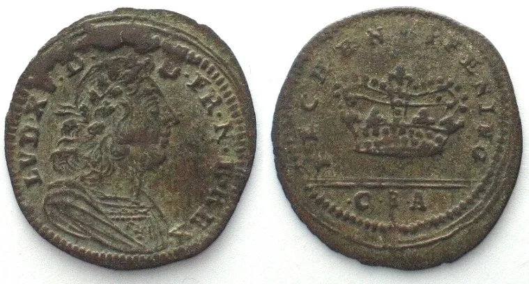 1741-1768 LOUIS XV. Counter by Christoph Sigmund Annert 1741-68, Nuremberg, brass 20mm EF