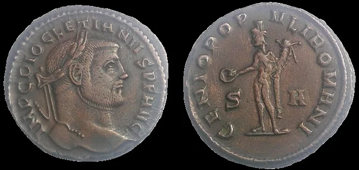 ROMAN DIOCLETIAN 284-305 AD (Struck 294 AD) AE large 26.4mm 9.4gm follis. Siscia, Scarce