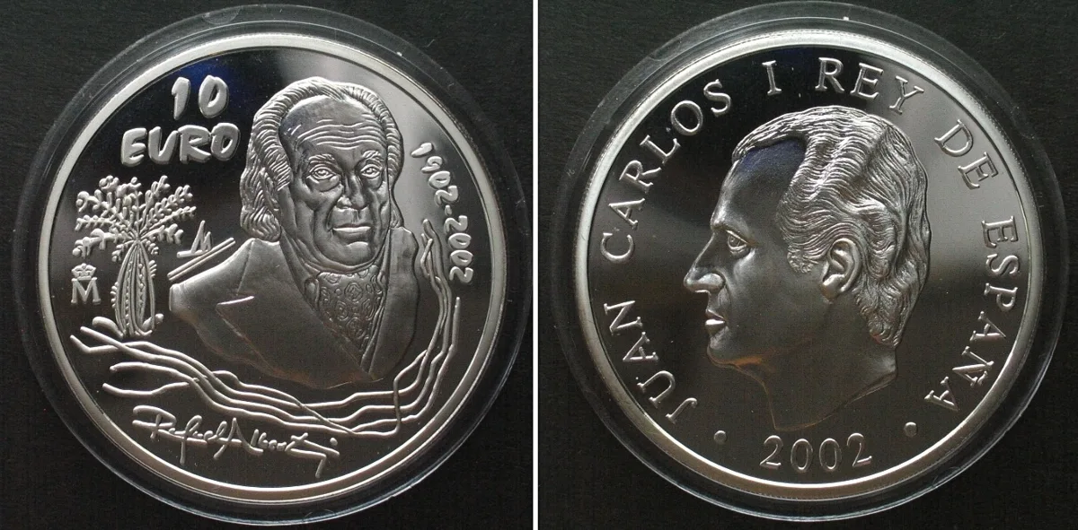 2002 SPAIN 10 Euro 2002 RAFAEL ALBERTI silver Proof
