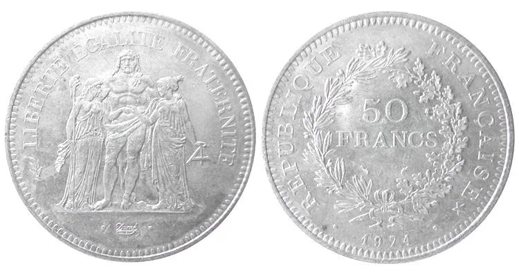 FRANCE, 1974. Silver 50 Francs