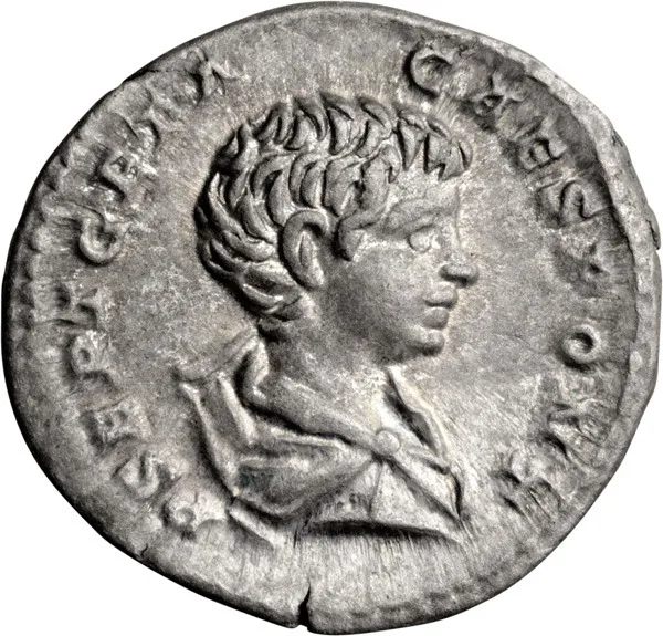 Geta as Caesar. Denarius