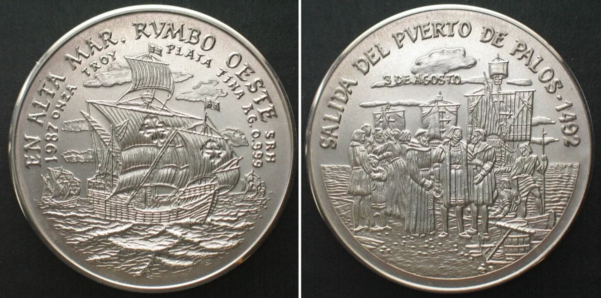 1987 CUBA Onza 1987 COLUMBUS silver SCARCE! BU
