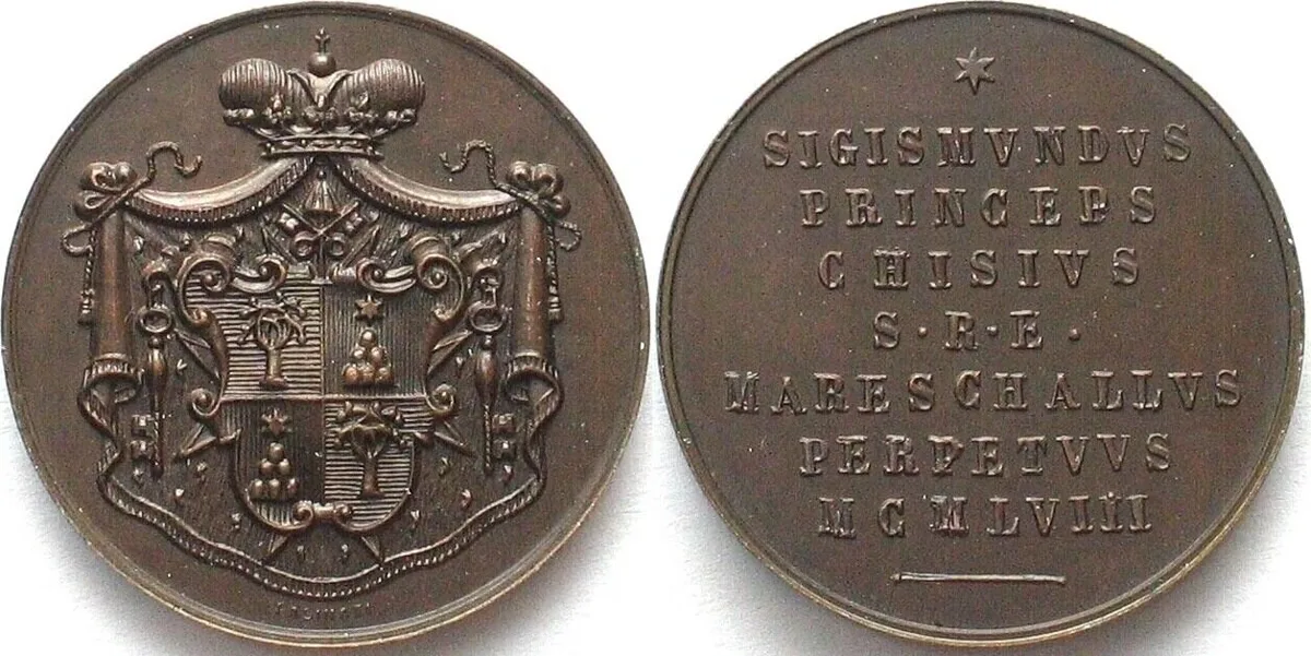 1958 SEDE VACANTE 1958 Governor of the Conclave SIGISMONDO CHIGI bronze 28mm SCARCE! UNC